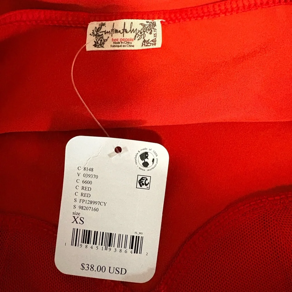 NWT Free People Intimately Still Here Halter Cami in Red. Size X-Small